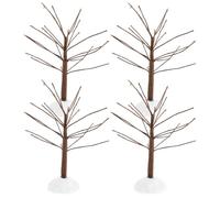 Hemoton 4pcs Miniature Christmas Trees Snow Frosted Tabletop Decor Branches for Holiday Village Halloween and Festive Table Settings