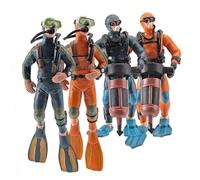 HEMOTON 4pcs Miniature Diver Figurines Aquarium Decoration Fish Tank Accessories Realistic Tiny Swimmer Models Non-toxic Craft Landscape Ornament for Home Office Random Color