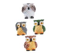 HEMOTON 4pcs Miniature Resin Owl Figurines for Garden Ornament Micro Landscape Decor Bonsai Accessories Office Desk Decoration and Ideas