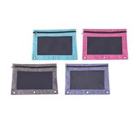 HEMOTON 4pcs Multipurpose B5 Binder Pockets with Sturdy Oxford Cloth and PVC Material, Zipper Design for Secure Storage of Bills and Name Cards, 3-Hole-Punched Loose-Leaf Pouches