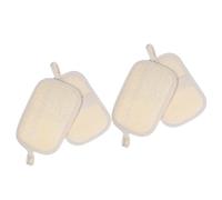 HEMOTON 4pcs Natural Loofah Body Scrubber Quick Drying Exfoliating Shower Pads for Men and Women Gentle Deep Cleansing Face and Bath Spa Maximum Foam Power Japanese Washcloth Alternative