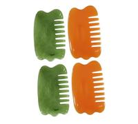HEMOTON 4Pcs Natural Resin Scalp Massage Combs Smooth Wide Teeth Hair Massagers for Headache Relief and Stimulation Practical Orange Green Gua Sha Boards
