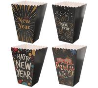 HEMOTON 4Pcs Paper Popcorn Boxes with Decorative Patterns for Party Snacks Movie Night Candy Container Party Favor Holders for Home and Store Use