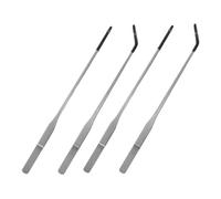 HEMOTON 4pcs Pet Feeding Tools Stainless Steel Tweezers Curved Straight for Reptiles Aquarium Fish Tank Water Grass Terrarium Supplies