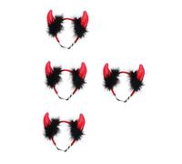 HEMOTON 4pcs Plush Dog Headband with Devil Horns Halloween Pet Headwear for Puppy and Cat Lightweight Comfortable Cosplay Accessory for Pet Party and Daily Decor