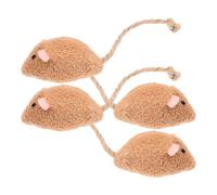 HEMOTON 4pcs Plush Mouse Cat Interactive Teething for Cats Realistic Simulation Rodent Engaging Wobbling Movement for Indoor Felines Durable Chewing Plush Design