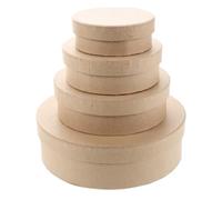 HEMOTON 4pcs round Kraft Paper Wedding Box with Lid, Small Kraft Paper Nesting Boxes for Crafting and Presentation, Personalization Friendly, Reliable Protection, Stylish and Elegant