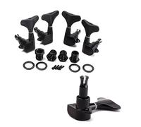 HEMOTON 4pcs Sealed Bass Guitar Tuning Pegs Keys Guitar Machine Heads Knobs Replacement for Acoustic Electric String Bass Lr Mounting Black