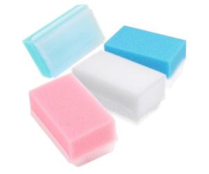 HEMOTON 4pcs Sensory Brush for Shower and Bath, Double-Sided Small Sponge Coarse and Fine Side, Stimulates Sensory Nerve Endings, for Skin and Cradle Cap Care