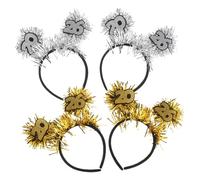 HEMOTON 4pcs Silver Party Glitter Tinsel Headbands Comfortable All-night Wear Reusable Cloth Strips Stylish Festive Hair Accessories for New Years Eve Celebration Party Moments 2026
