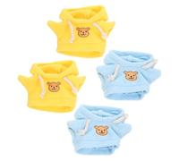 HEMOTON 4Pcs Soft Miniature Hoodie Outfits for Stuffed Animal Dress Up Includes Blue Yellow Sweatshirts for Collectible Accessories