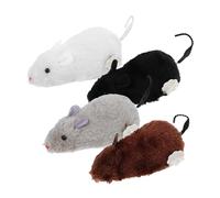 HEMOTON 4pcs Wind Up Plush Mouse Cat Interactive Clockwork for Indoor Cats Wear Resistant Material Fun Chase and Exercise Pet for Kittens Random Color