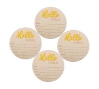 HEMOTON 4pcs Wooden Birth Announcement Signs, Rustic Circular Newborn Welcome Boards for Baby Showers, Lasting Keepsake, Birth Announcements Gift