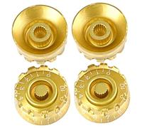 HEMOTON 4pcs Yellow Plastic Electric Guitar Volume and Tone Knobs with Scale Gd75 Anti-corrosive Replacement Set for Bass and Guitar Accessories