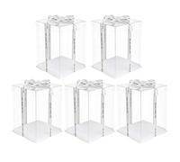 HEMOTON 5 pcs Transparent Cake Packaging Boxes Double Layer Cake Box Carrier for Birthday Cakes Desserts and Bakery Display Easy Assemble Disassemble for Home Shops Tea Rooms and Schools