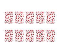 HEMOTON 50pcs Red Organza Heart Drawstring Bags with Easy Open Closure Reusable Wedding Favor Bags for Candy and Candles for Valentine's Day and Birthday Parties