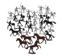 HEMOTON 52pcs Medieval Knight Cavalry Horse Model Set, Miniature Soldier Figurines with Horse Figures, Sand Table Mini Decors for Historical Battle Play, Collectible Army