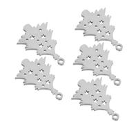 HEMOTON 5pcs Christmas Tree Snowflake Pendant Jewelry Dog Name Tags Army Dog Tags 's Christmas Teree Charms Pendants Cute Cat Stainless Steel