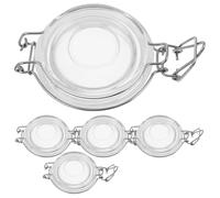 HEMOTON 5pcs Glass Canning Jar Lids with Leakproof Silicone Rings and Secure Wire Clamp, Wide Mouth Design, Tight Seal, Easy to Clean, for Pickling and Food Storage