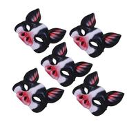 HEMOTON 5pcs Halloween Pig Head Masks Half Face Realistic Animal Mask Cosplay Props for Adults Comfortable Breathable Masquerade Party Costume