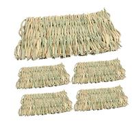 HEMOTON 5pcs Natural Woven Rabbit Mat Grass Bedding Warm Sleeping Pads Small Size for Guinea Pig Chinchilla Hamster Small Animals All-season Use