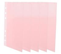 HEMOTON 5pcs Pink Pp Binder Pockets with 6-Holes for Budget Book Replacement Inserts, Portable and Reusable Binder Sleeves, Anti-wear and Comfortable to The Touch, for Birthdays
