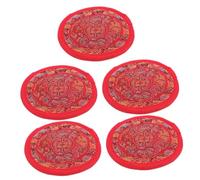 HEMOTON 5pcs Religious Rounded Mat for Sound Bowl Prop Delicate Embroidery Sound Bowl Cushion for Buddhist Ritual Implement Use Cushion Pad
