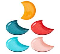 Hemoton 5pcs Snack Candy Plate Moon Shaped Dish Trinket Dish Seasoning Dish Jewelry Organizer Tray Plastic Fruit Plate Dessert Dish Half Moon Cookie Plate for Birthdays, Weddings, Festivals, Mom