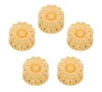 HEMOTON 5pcs -spline Electric Guitar Plastic Control Knobs with Dome Top Hat Design, Sturdy Yellow Volume Tone Rotary Potentiometer Knobs for Accurate Sound Shaping in Live Performances