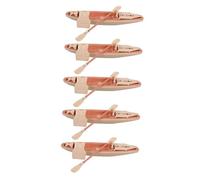 HEMOTON 5Sets Miniature Canoe Model Set Plastic Boat with Paddles and Life Vest Outdoor Adventure Dollhouse Accessories for Creative Play and Storytelling