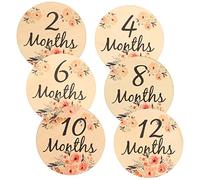 HEMOTON 6 Pcs Milestone Card Bebe Months Product Signs Prop Milestones Bassinet Stickers Journey Cd Circle Items Pastille Accessoire Birth Photo Cards Baby Wood Monthly Card Double Sided