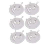 HEMOTON 6 Sets Miniature Dollhouse Tableware Ornaments with Forks Spoons Realistic Mini Dollhouse Accessories for Home Decoration and Baking Doll House Scenes