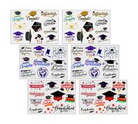 HEMOTON 6 Sheets Graduation Season Temporary Tattoo Stickers Graduation Theme Body Tattoos Decal Easy Application Decorative Latex Arm Stickers for Students and Adults