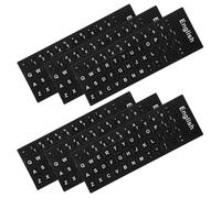 HEMOTON 6 Sheets Waterproof Black Pvc Keyboard Stickers for Laptop with English Letters, Convert Keyboard Keys to Another Language and Update Worn out Letters, for Computer Accessories