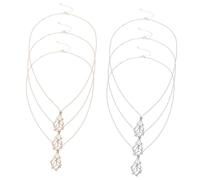 HEMOTON 6pcs Adjustable Crystal Cage Necklace Holder for Women Metal Mesh Pendant Choker with Raw Stone Protective Design Modern Bamboo Chain DIY Jewelry Making Valentine