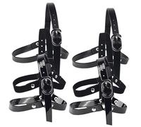 HEMOTON 6Pcs Adjustable Women Heel Straps Anti-drop Ankle Bands for High Heels PU Material Replaceable Invisible Shoe Fixing Accessories Black