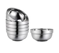 HEMOTON 6Pcs Anti-Scalding Platinum Bowl Set 304 Stainless Steel Double-Walled Insulated Soup Bowls for Kids Ideal for Home Camping and Parties