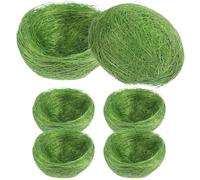 HEMOTON 6Pcs Artificial Chicken Nest Set Green Easter Chicken Coop Decor Rustic Birdcage Accessory for Party Table Decoration and DIY Home Ornament
