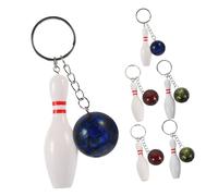 HEMOTON 6pcs Bowling Keychains with Red Green Blue Pins and Balls PVC Sports Pendant Key Rings for Team Athletes Bowling Party Favors Backpack Accessories Compact Souvenirs for Adults
