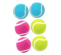 HEMOTON 6pcs Bright Rubber Dog Balls for Fetch and Training Puppy Tennis in Blue Yellow Interactive Chew to Boredom and Release Energy