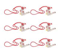 HEMOTON 6pcs Ceramic Bird Water Whistles Rabbit Shape Musical Instruments for Boys and Girls Party Outdoor Play Hanging Rope