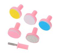 HEMOTON 6pcs Electric Nail File Replacement Heads with Gentle Grinding Pads for Newborns, Pink Plastic Convenient Replacement Accessories for Safe Fingernail Care