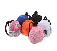 HEMOTON 6pcs Mini Doll Backpack Lightweight Fabric Bags for Dollhouses Portable Role-playing Accessories with Zipper Easy to Clean for Outdoor Adventures