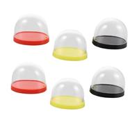 HEMOTON 6pcs Miniature Dollhouse Cake Dome with Clear Covers and Colored Bases Mini Display Case for Dollhouse Bakery Scenes Dustproof Pastry Protector for DIY Playhouse Kitchen Decor
