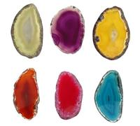 HEMOTON 6pcs Natural Agate Pendant Slices for DIY Jewelry Making and Craft Projects, Handcrafted Gemstone Setting with Decorative Effect, for Home Decor and Handmade Charms Random Color