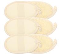 HEMOTON 6Pcs Natural Loofah Exfoliating Pads with Lanyard, Makeup Removing and Skin Cleansing Sponge Set, Oval Beige Cotton-Linen Bath Scrubbers for Shower and Body Spa