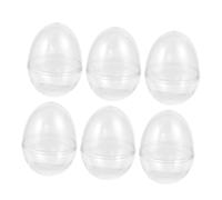 HEMOTON 6pcs Plastic Candy Boxes Easter Storage Containers Medium Size 7x9cm Hollow Egg Shape Candy Packing Boxes for Party and Biscuit Storage