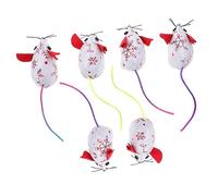 HEMOTON 6pcs Plush Mice Shaped Cat Soft Teething Mouse Chewing for Indoor Cats Lightweight Interactive Pet Play