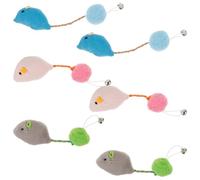 HEMOTON 6pcs Plush Mouse Cat Teaser with Bell for Kittens Indoor Play | Lightweight Chew and Tooth Grinding Design, Wear Resistant Plush Build, Interactive Fun for Cats