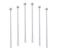 HEMOTON 6pcs Stainless Steel Bar Coffee Cocktail Stirring Sticks Pigment Mixing Stick Reusable Stir Sticks Kitchen Stirring Rod Syrup Stirrer Decorate Fancy 304 Stainless Steel re-usable